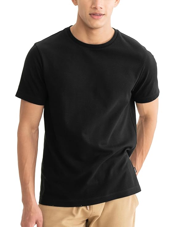 Black Regular Fit Cotton T-shirt