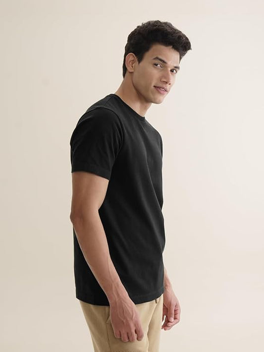 Black Regular Fit Cotton T-shirt