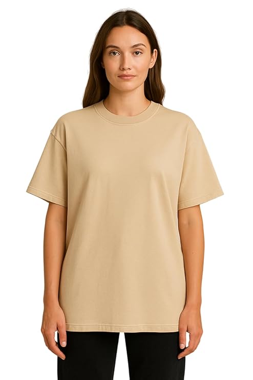 Beige Oversized Cotton T-shirt