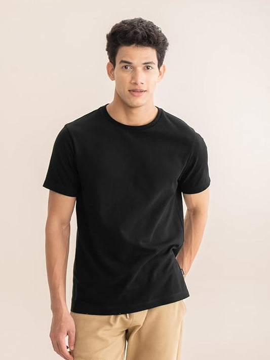 Black Regular Fit Cotton T-shirt