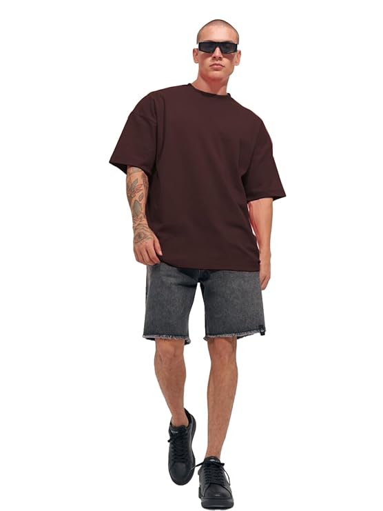 Brown Oversized Fit Cotton T-shirt