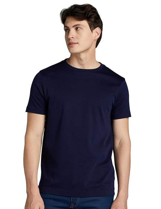 Navy Blue Regular Fit Cotton T-shirt