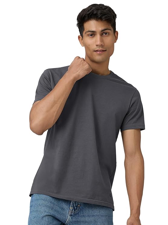 Grey Regular Fit Cotton T-shirt